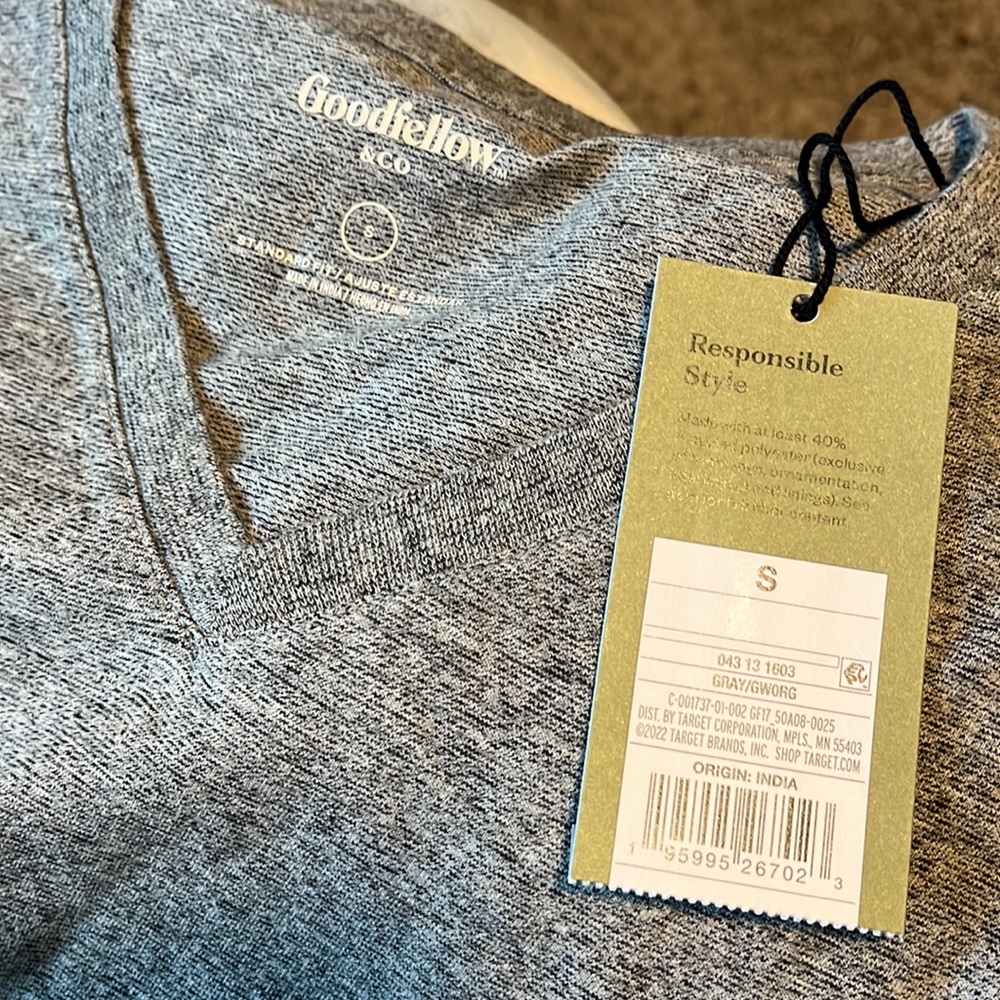 Goodfellow &Co Mens Vneck Grey Shirt Short Sleeve Small NWT - Picture 6 of 6